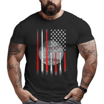 Baseball Usa Flag American Flag Vintage For Dad Father's Day Big and Tall Men T-shirt | Mazezy