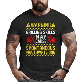 Bbq Grill Grilling Dad Chef Saying Warning Big and Tall Men T-shirt | Mazezy