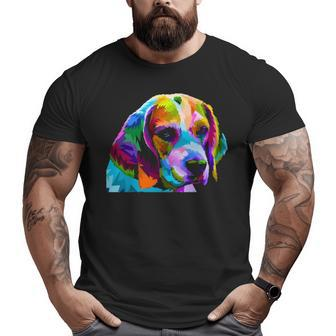 Beagle In Colorful Pop Art For Dog Owners Big and Tall Men T-shirt | Mazezy