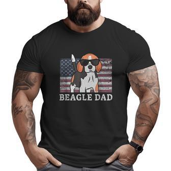 Beagle Dad American Flag Big and Tall Men T-shirt | Mazezy