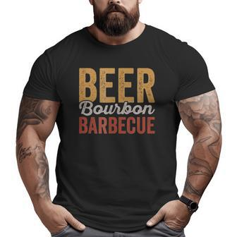 Beer Bourbon Bbq For Backyard Barbecue Grilling Dad Big and Tall Men T-shirt | Mazezy