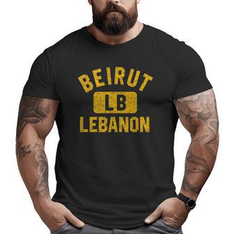 Beirut Lebanon Gym Style Distressed Amber Print Big and Tall Men T-shirt | Mazezy CA