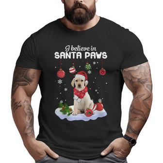 I Believe In Santa Paws Yellow Labrador Big and Tall Men T-shirt | Mazezy