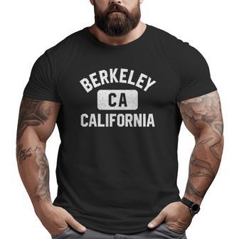 Berkeley Ca California Gym Style Distressed White Print Big and Tall Men T-shirt | Mazezy