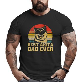 Best Akita Dad Ever Sunglasses Dog Lover Vintage Retro Big and Tall Men T-shirt | Mazezy