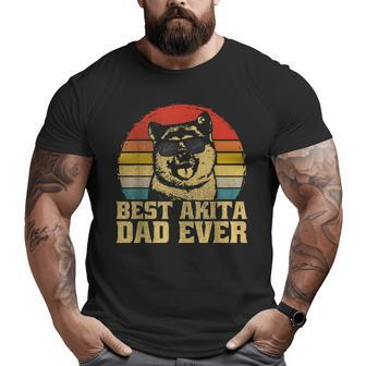 Best Akita Dog Dad Father Papa Puppy Ever Retro Big and Tall Men T-shirt | Mazezy