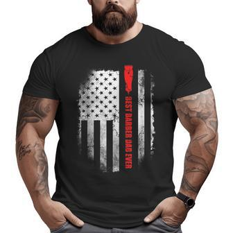 Best Barber Dad Ever American Flag Fathers Day Big and Tall Men T-shirt | Mazezy