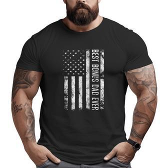 Best Bonus Dad Ever American Flag Father's Day Vintage Big and Tall Men T-shirt | Mazezy DE