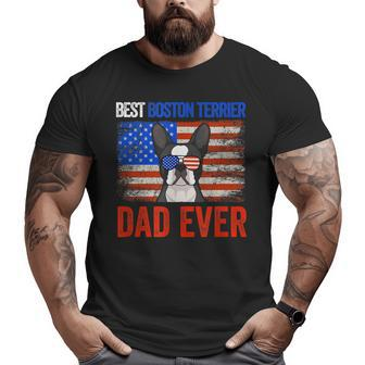 Best Boston Terrier Dad Ever American Flag Fathers Day Big and Tall Men T-shirt | Mazezy DE