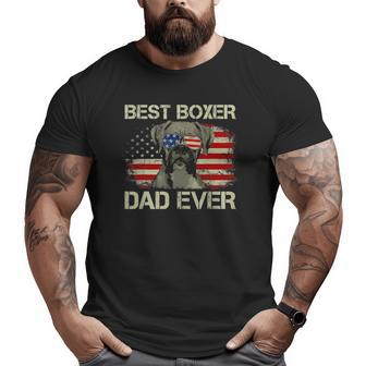 Best Boxer Dad Everdog Lover American Flag Big and Tall Men T-shirt | Mazezy