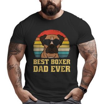 Best Boxer Dog Dad Father Papa Ever Puppy Retro Big and Tall Men T-shirt | Mazezy