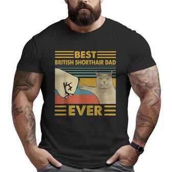 Best British Shorthair Dad Ever Retro Vintage Sunset Big and Tall Men T-shirt | Mazezy