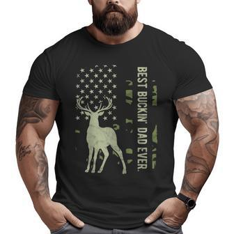 Best Buckin' Dad Camouflage American Flag Deer Hunting Big and Tall Men T-shirt | Mazezy
