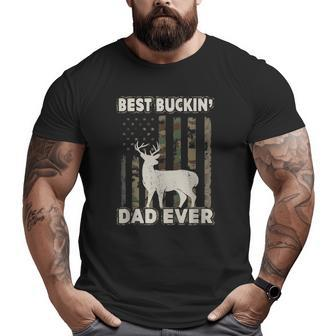Best Buckin' Dad Ever Camo American Flag Hunter Big and Tall Men T-shirt | Mazezy