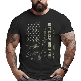 Best Buckin' Uncle Ever Camo American Flag Deer Hunting Big and Tall Men T-shirt | Mazezy