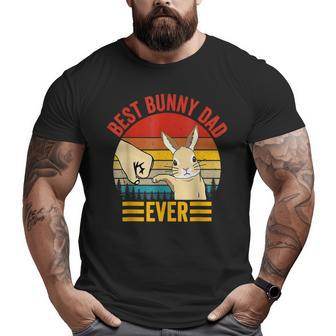 Best Bunny Dad Ever Vintage Rabbit Lover Father Day Big and Tall Men T-shirt | Mazezy