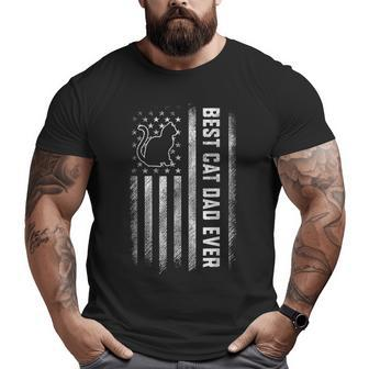 Best Cat Dad Ever American Flag Daddy Father's Day Vintage Big and Tall Men T-shirt | Mazezy