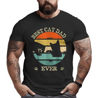 Best Cat Dad Ever Bump Fit Retro Vintage Big and Tall Men T-shirt | Mazezy