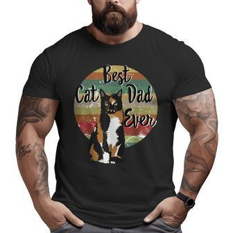 Best Cat Dad Ever Calico Father's Day Retro Big and Tall Men T-shirt | Mazezy AU