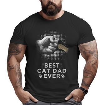 Best Cat Dad Ever Father & Kitten Paw Fist Bump Big and Tall Men T-shirt | Mazezy