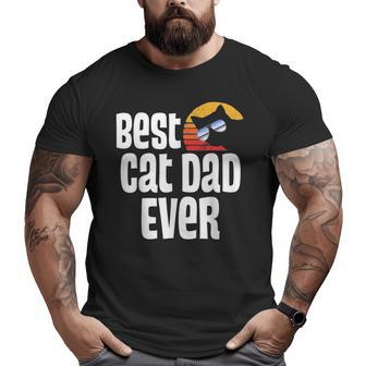 Best Cat Dad Ever Father Day Retro Sunset Big and Tall Men T-shirt | Mazezy