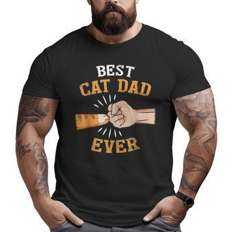 Best Cat Dad Ever Paw Fist Bump Big and Tall Men T-shirt | Mazezy