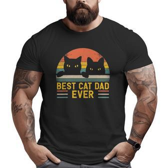 Best Cat Dad Ever Vintage Retro Style Black Cats Lover Big and Tall Men T-shirt | Mazezy