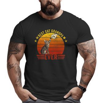 Best Cat Grandpa Ever Fist Bump Gesture Vintage Style Big and Tall Men T-shirt | Mazezy