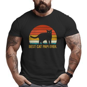 Best Cat Papi Ever Vintage Retro Cat Lover Xmas Father's Day Big and Tall Men T-shirt | Mazezy