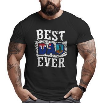 Best Dad Ever Father's Day Montserrat Flag Big and Tall Men T-shirt | Mazezy