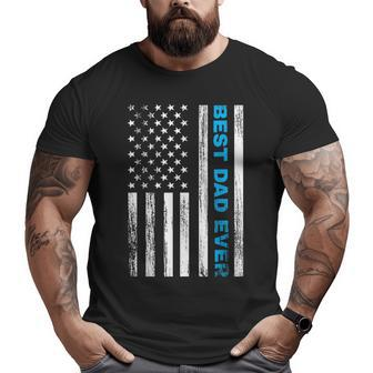 Best Dad Ever With Us American Flag For Father's Day Big and Tall Men T-shirt | Mazezy