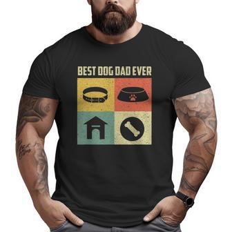 Best Dog Dad Ever Cool Father's Day Retro Vintage Dog Big and Tall Men T-shirt | Mazezy