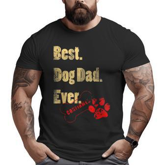 Best Dog Dad Ever With A Paw Doggie Stamp Big and Tall Men T-shirt | Mazezy