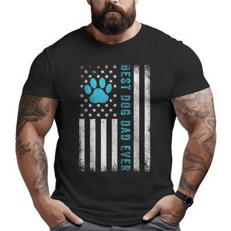 Best Dog Dad Ever Us American Flag Puppy Lover Paw Big and Tall Men T-shirt | Mazezy UK