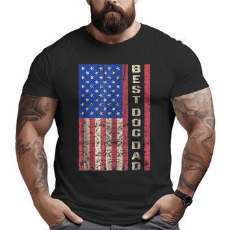 Best Dog Dad Usa Flag Dog Lover Father's Day Big and Tall Men T-shirt | Mazezy