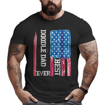 Best Doodle Dad Ever Distressed American Flag Big and Tall Men T-shirt | Mazezy