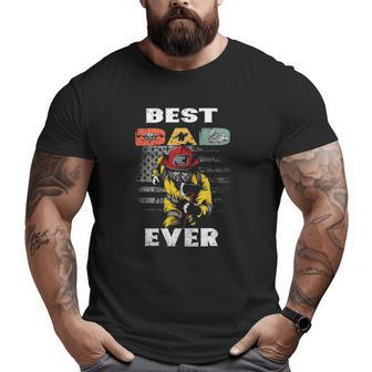 Best Firefighter Dad Ever American Flag Freaking Father Day Big and Tall Men T-shirt | Mazezy