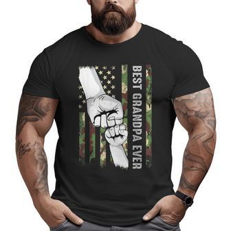 Best Grandpa Ever Fist Pump With Us American Flag Father's Big and Tall Men T-shirt | Mazezy