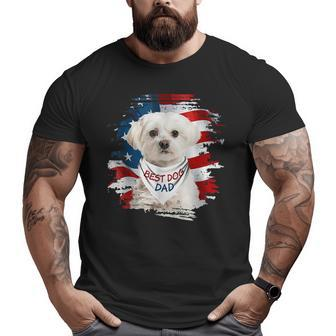Best Maltese Dad Ever American Flag Dog Father's Day Big and Tall Men T-shirt | Mazezy