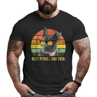 Best Pitbull Dad Ever Cute Retro Sunset Daddy Big and Tall Men T-shirt | Mazezy