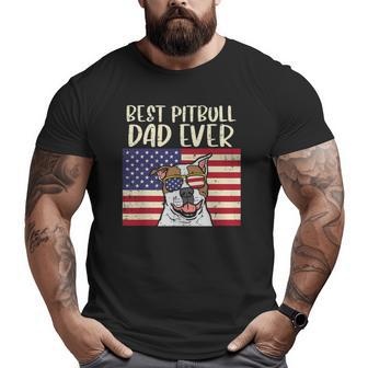 Best Pitbull Dad Ever Us Flag Pitties Dog Patriotic Men Big and Tall Men T-shirt | Mazezy