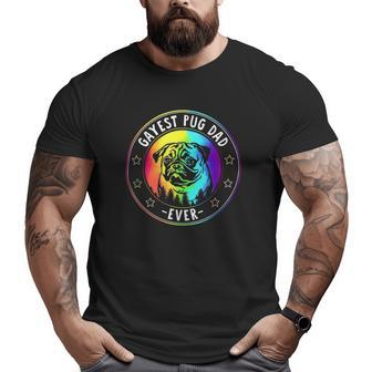 Best Pug Dad Ever Lgbt Gay Pride Flag Dog Lover Ally Big and Tall Men T-shirt | Mazezy