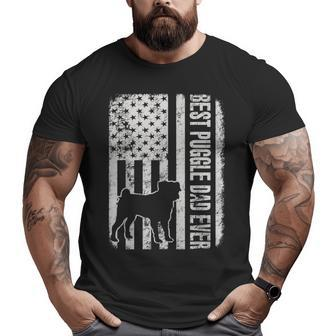 Best Puggle Dad Ever American Flag Big and Tall Men T-shirt | Mazezy DE