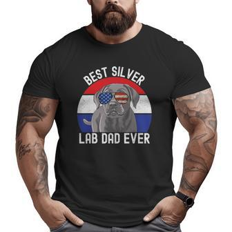 Best Silver Lab Dad Ever Vintage Patriotic American Flag Big and Tall Men T-shirt | Mazezy