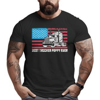 Best Trucker Poppy Ever American Flag Truck Driver Dad Pride Big and Tall Men T-shirt | Mazezy UK