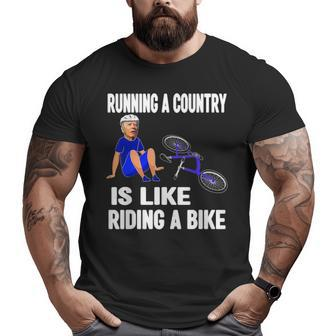 Biden Falls Off Bike Joe Biden Falling Off His Bicycle Big and Tall Men T-shirt | Mazezy DE