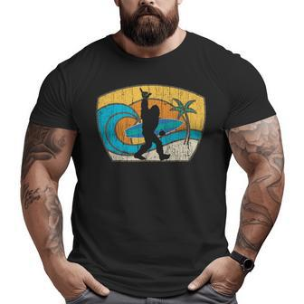 Bigfoot Retro Surfing For Shaka Aloha Surfer Dude Big and Tall Men T-shirt | Mazezy