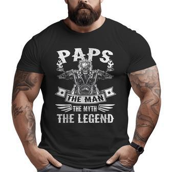 Biker Grandpa Paps The Man Myth The Legend Motorcycle Big and Tall Men T-shirt | Mazezy