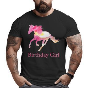 Birthday Girl Pink Watercolor Horse Big and Tall Men T-shirt | Mazezy