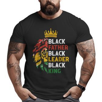 Black Father Black Leader Black King Junenth Lion Dad Big and Tall Men T-shirt | Mazezy